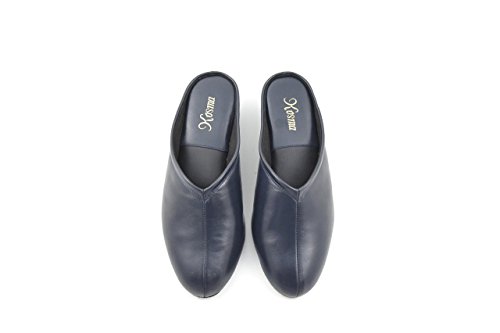 Kosma Menorca Pantuflas de Piel de Estar por casa (38, Azul Marino)