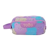 TOTTO - Estuche Escolar 3 Compartimentos, Estampado Teddy Morado