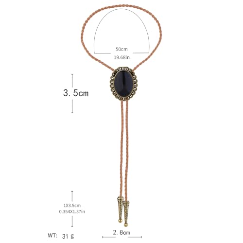 Image of Jeilwiy Bolo Tie for Men Western Cowboy Tie Necklace Gold Bolo Tie Leather Necktie Halloween Tie Accessories for Women