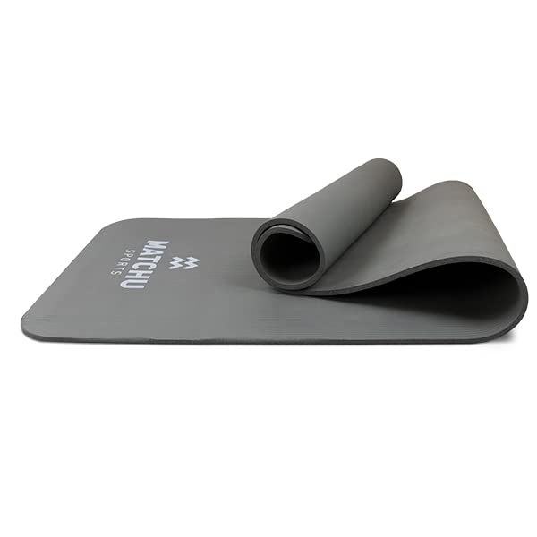 Fitness mat | Yogamat | Sportmat | Anti-slip | Grijs | 180 x 60 x 0,9 cm | Gemaakt van duurzaam NBR | Inclusief… - Image 4