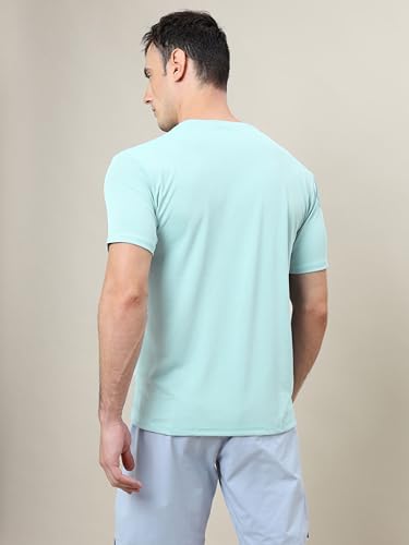 Image of TECHNOSPORT Men's Slim Fit Polyester Activewear Sports T-Shirt with Moisture-Wicking Comfort for Workout, Running & Gym