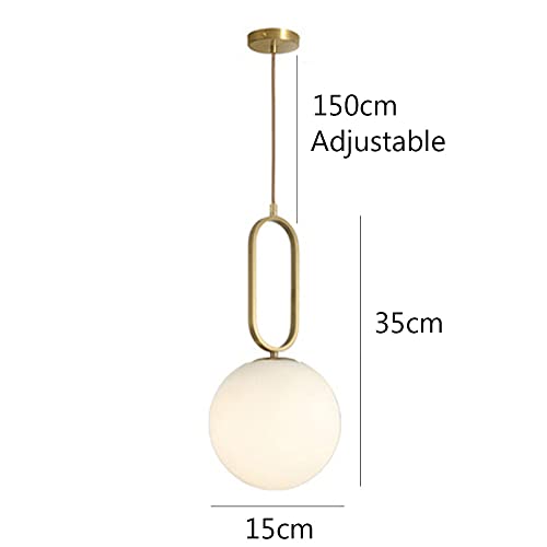 Lámpara colgante de vidrio globe de 1 luces dorada para techo de baño y cocina 2