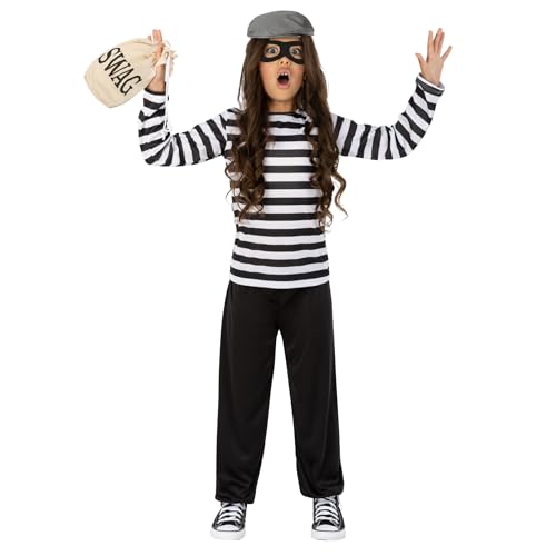 Fun Shack Burglar Costume Kids Robber Fancy Dress Halloween Childrens Costumes for Kids Boys Girls S M L XL