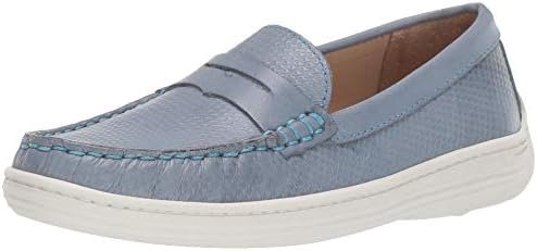 Driver Club USA Unisex-Kid's Boys/Girls Leather Naples Loafer, Powder Blue Nappa Stamp, 11 M US Little Kid