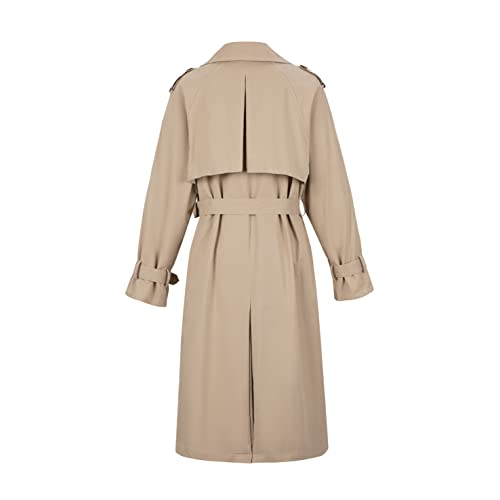 Banmaxdd Double Breasted Long Trench Coat For Women With Belt Midi Length Overcoat #TOP1