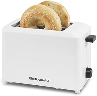 Elite Gourmet ECT-1027# Cool Touch Toaster, 7 Toast Settings Cancel Functions, Slide Out Crumb Tray, Extra Wide 1.5" Slots for Bagels Waffles Specialty Breads, Puff Pastry, Snacks, White