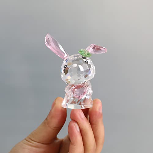 Longsheng - Since 2001 - Crystal Rabbit Figurine Transparent Glass Bunny Paperweight Desktop Crystal Ornament For Adults Children Art Collectible #TOP7