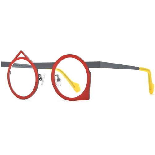 Image of FONEX Colorful Pure Titanium Glasses Frame Women Retro Round Eyeglasses