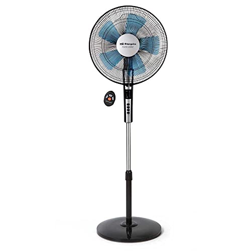 Orbegozo SF 0640, Ventilador Silencioso De Pie Con Mando A Distancia, Oscilante, Cabezal inclinable, Temporizador, 2 Velocidades + Turbo + Silent, 65 W Negro
