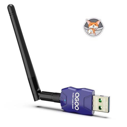 Class 1 Long Range Bluetooth Adapter for PC, QGOO USB Bluetooth Adapter for PC 5.3+EDR, Bluetooth Dongle Bluetooth Receiver Support Windows10/8.1/8/7?blue-057?