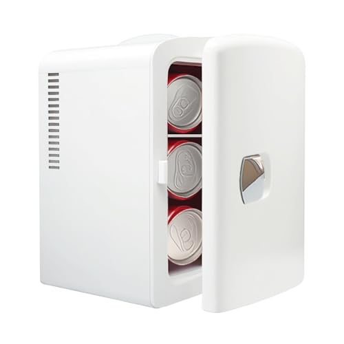 Mini refrigerador de 4 litros, enfriador portátil de 6 latas, refrigerador personal para cuidados, mini refrigerador compacto para oficina, dormitorio, residencia universitaria, blanco K4201WH