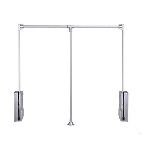 Barra colgante ajustable plateada desplegable para armario, colgador de reinicio suave que ahorra espacio, diapositiva de 540-1600 mm, capacidad de 30 kg, ideal para ropa de dormitorio