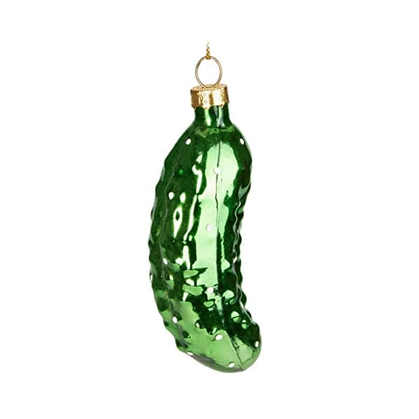 BRUBAKER Gherkin – Handbeschilderde Kerstbal van Glas – Handgeblazen Kerstboomversieringen Figuren Grappige Decoratieve Hangers Boombal – 9 cm