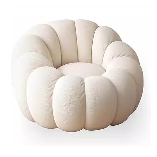 GELASIGE Sofá pequeño de terciopelo de cordero blanco, silla de calabaza, sala de estar, balcón, ocio, sofá individual, dormitorio, sofá perezoso, sillones pequeños para espacios pequeños