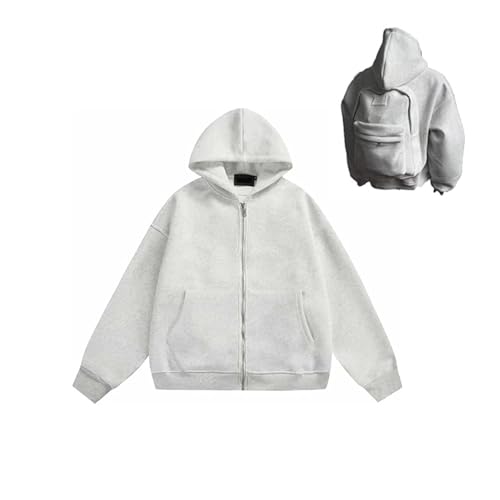 Backpack Hoodie for Men,Creative Hoodie with Built in Book Bag,Creative Travel Essentials Sweatshirt with Pockets