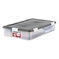 IRIS USA WeatherPro Underbed 47 Qt Storage Bins with Lids, 1 Pack, BPA-Free Plastic Gasket Box with Tight Latch and Seal, Stackable Nestable Underbed Tote Tub - Gray/Clear