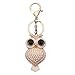 Crystal Cute owl Keychain Bling for women Car Keyring Holder Purse Charm Handbag Pendant with Braid Strap Decor (Yellow)