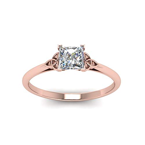 Bague Solitaire Celtique plaqué Or Rose Princesse de Haute Qualité