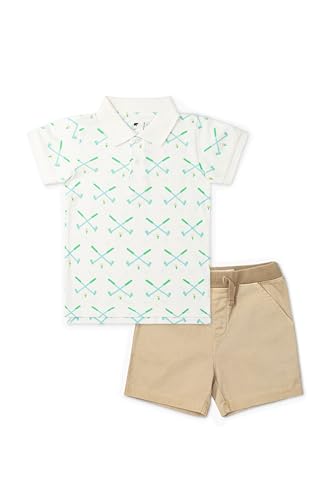 Image of monica + andy Short Sleeve Polo & Short Set, 100% Organic Clothes for Boys, Sizes for Kids, Toddler & Baby