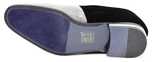 Trs Men Rhinestone Round Toe Suede Chrome Heels Dress Loafer Slip On Fashion Shoes (13 D(M) Us, Silver) #TOP4