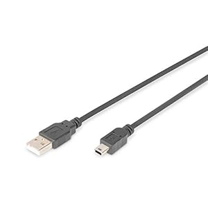 DIGITUS USB 2.0 aansluitkabel – 1m – verbindingskabel van USB A naar mini USB B (5-pin) – high-speed 480 Mbit/s