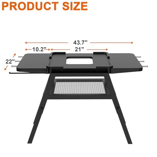 Image of Adjustable Grill Stand for Ninja Outdoor Woodfire Series OG700 OG800 OG900 Series OO101 Woodfire Pizza Oven, Grill Cart for Ninja MO201 Artisan Pizza Oven, Replace for XSKUNSTAND Outdoor Stand