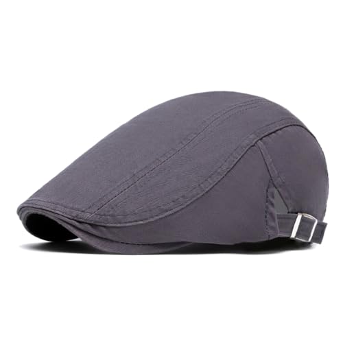 Quanhaigou Men's Cotton Flat Ivy Gatsby Newsboy Driving Hat Adjustable Irish Cabbie Ivy Driving Hunting Cap Gray