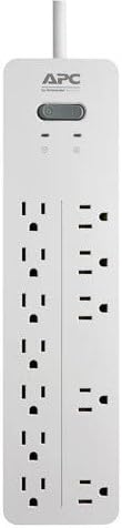 APC Power Strip Surge Protector, APC PH12W, 2160 Joules, Flat Plug, 12 Outlet Power Cord Strip