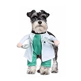 DELIFUR Dog Halloween Dentist Costume - Pet Doctor Dress Up Costume Funny Apparel Uniform Adjustable Doctor Cosplay Outfit for Small Medium Dog (Small)