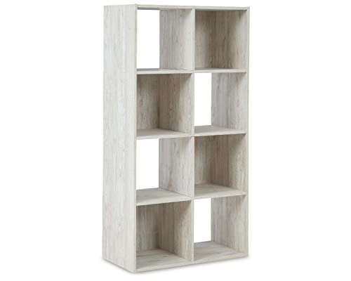 Signature Design by Ashley Paxberry Coastal 8 Cube Storage Organizer or Bookcase, Whitewash