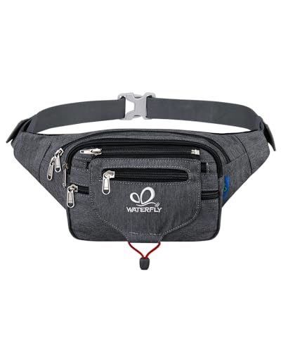 WATERFLY Bauchtasche Gürteltasche Damen und Herren Sport Hüfttasche für Laufen Fitness Joggen Wandern Grau