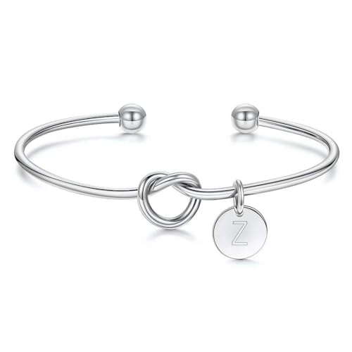 Image of M MOOHAM Mothers Day Gifts - Dainty Tie the Knot Letter A-Z Initial Bracelet for Women 14K Gold Plated Cuff Bangle Bracelet Jewelry Personalized Bridesmaid Proposal Gifts for Women