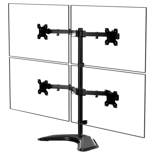 Image of WALI 4 Monitor Stand for 13-27 inch Computer Screens up to 17.6lbs,Adjustable Quad Monitor Mount, Free Standing 4 Monitor Mount Full Motion with Tilt, Rotation, VESA Mount 75 /100mm (MF004), Black