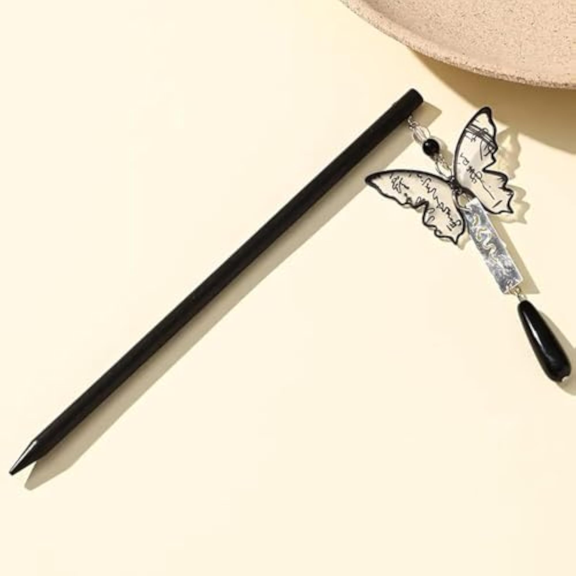 Chinese-Style Calligraphy Butterfly Hairpin, Vintage Antique Design