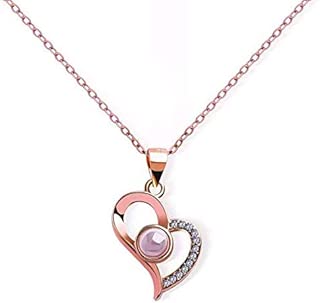 Projection 100 Languages I Love You Charm Pendant Necklace for Women Choker Lover Gift, GOLD