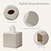 Haocoott Tissue Box Cover Square, Resin Facial Tissue Holder Covers Cube Toilet Paper Holder Case Dispenser Home Decorative for Bathroom Kitchen Bedroom Living Room Office (Beige)