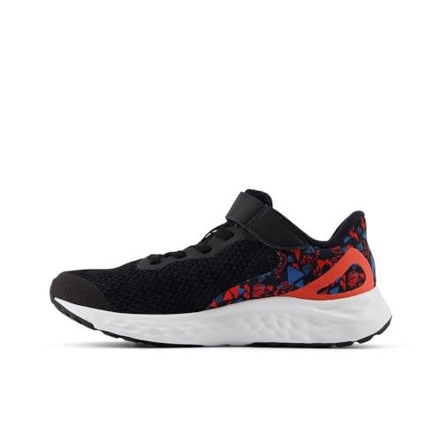 Image of New Balance Kid's Fresh Foam Arishi V4 Bungee Lace with Top Strap Running Shoe, Black /Azure /Blast Red, 13 XW Little Kid