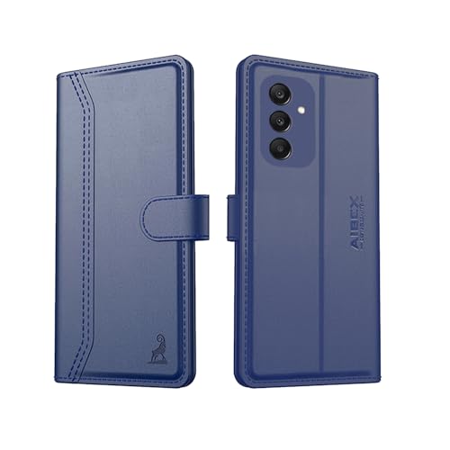 Image of AIBEX Compatible for Samsung A36 5G Flip Cover Leather Finish with Magnatic Closure | Inside TPU with Card Pockets | Wallet Stand | Complete Protection Flip Case -Blue