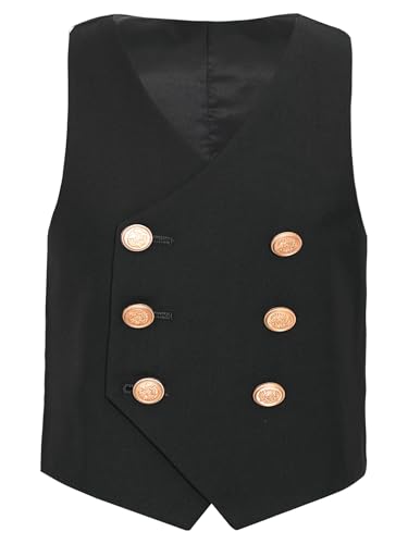 Kids Boys Double-Breasted Blazer Suit Waistcoat for School Evening Party