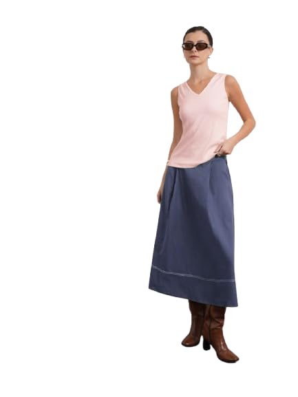 fablestreet Women Cotton V Neck Tank Top | Sleeveless Solid Everyday Tank Top-picture-50