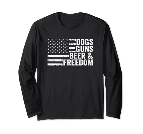 Dogs gun & beer freeddom pistolet professionnel pour amateur de chiens motif drapeau des états-unis manche longue
