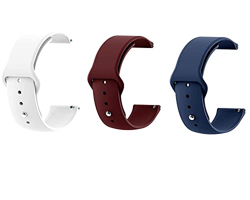 Image of Soft Silicon 20mm Watch Strap Compatible with Amazfit Bip /Lite /GTS /Samsung Gear Sport /Galaxy Watch 42mm / Active /2 40-44mm / Classic /Fashion / (Pack of 3)