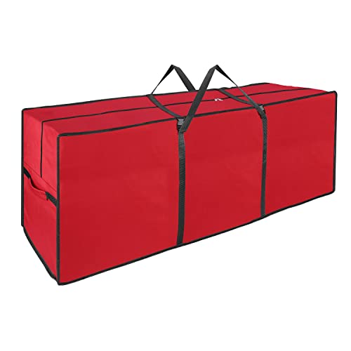 Vinsani 9FT Christmas Tree Storage Bag Jumbo Waterproof Durable Zip Up Jumbo Sack Fabric Xmas Tree Storage Organiser Prevents Moisture & Dust (50 x 63 x 147 cm) Red