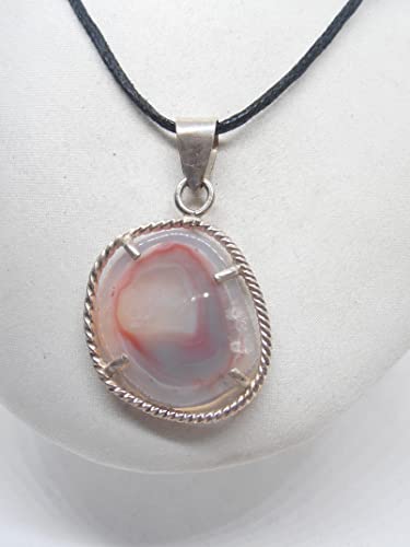 Pendentif agate naturel argent 925 collier ras du cou pierre dure véritable - 2