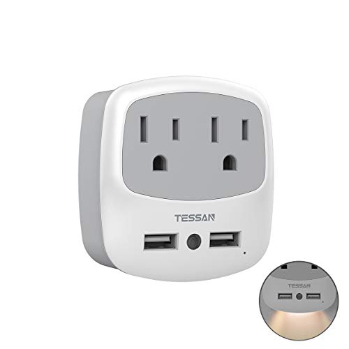 USB Outlet Plug Extender, TESSAN Power Outlet Expander with USB Wall Charger Adapter