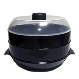 AR Vaporera Dos Pisos para Uso en Microondas Cocina al Vapor Color Neutro, Aleatorio (Blanco o Negro)
