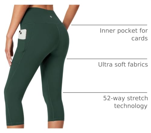 Image of Heathyoga Capri Leggings for Women High Waisted Capri Leggings with Pockets for Women Tummy Control Yoga Pants Women