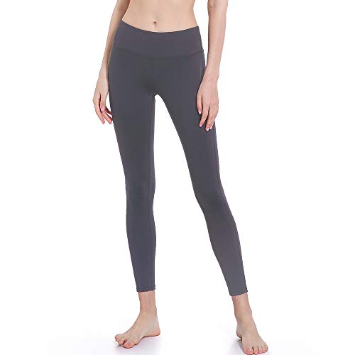 OURCAN Pantalon De Yoga avec Poches Femmes Taille Haute Mince Non Voir à Travers Leggings De Gymnastique De Course Collants d'Entraînement De Contrôle du Ventre (Dark Grey, M) Cover
