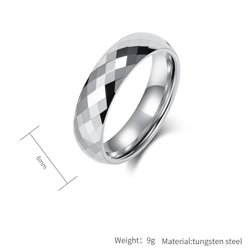 Bague fiançailles argent en acier tungstène ciselé losanges de taille 62 - 2