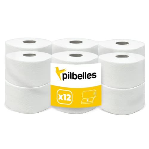 Papier Toilette Jumbo - 12 Rouleaux, 2 Plis, 95m/Rouleau